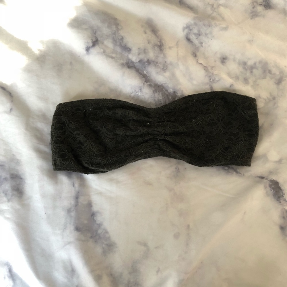 Aerie strapless lace bandeau dark grey -m